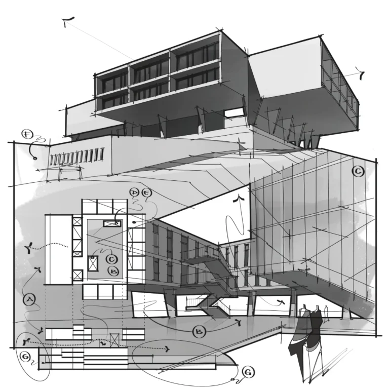 Milwaukee County War Memorial Eero Saarinen drawing