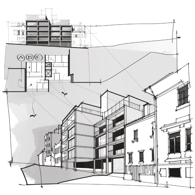 Apartment Block at Rua do Teatro Eduardo Souto de Moura drawing