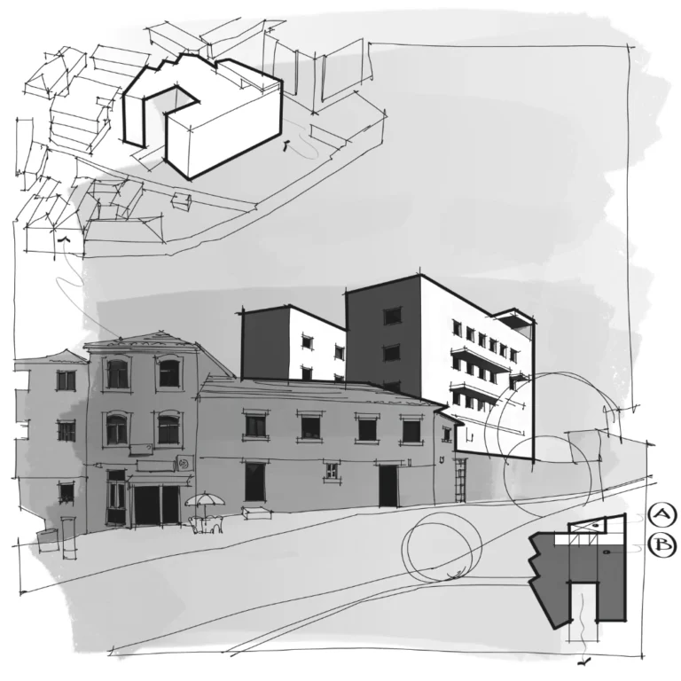 Aleixo Offices Álvaro Siza drawing