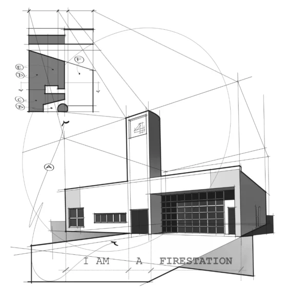 archsynopsis Robert Venturi fire station drawing