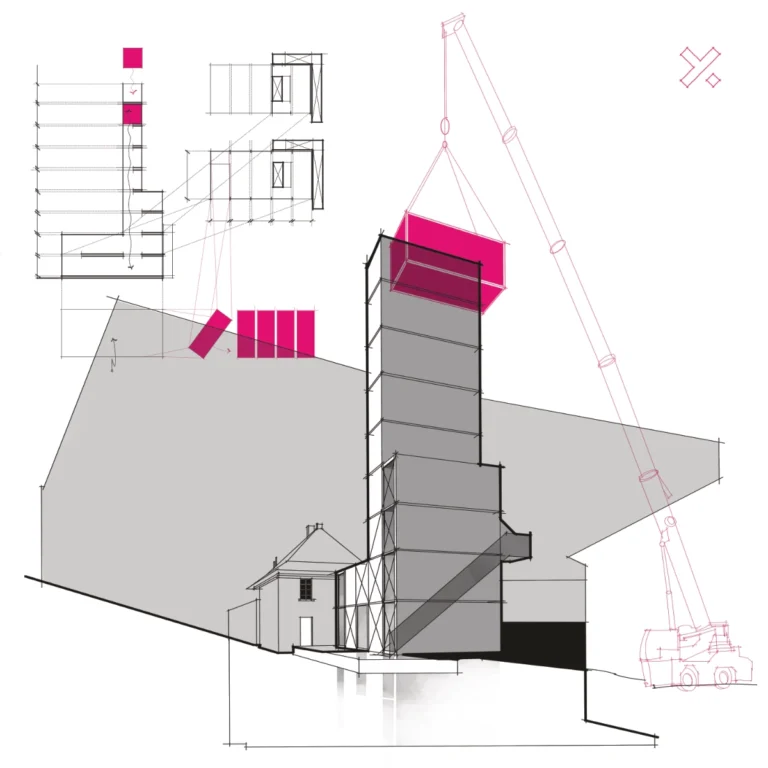 Archsynopsis Diagram of Freitag Tower in Zurich