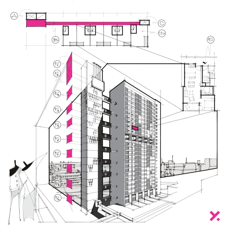 Balfron Tower Architect Ernő Goldfinger diagram drawing